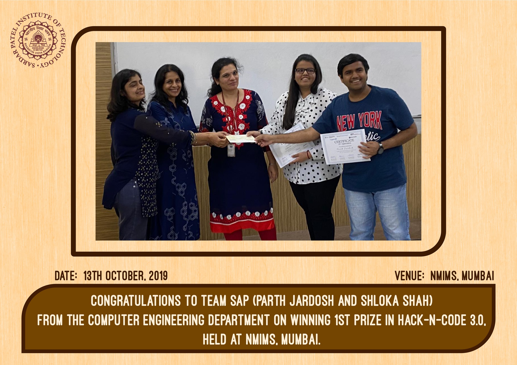 Congratulations to... - Sardar Patel Insititute Of Technology | Facebook