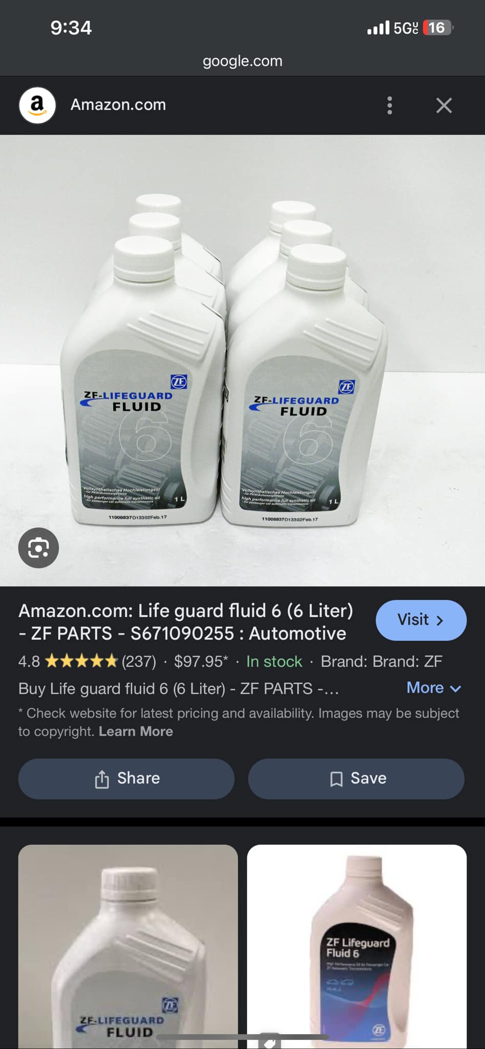 ZF, lifeguard fluid 6 oil, Genuine 1L, AA00.604.149, suit FORD, BMW