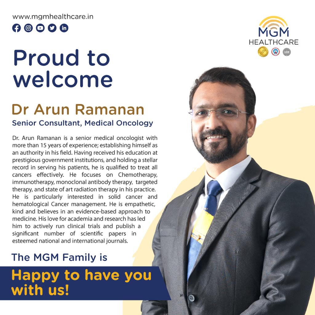MGMHealthcare - The MGM Family is happy to welcome Dr Arun Ramanan ...