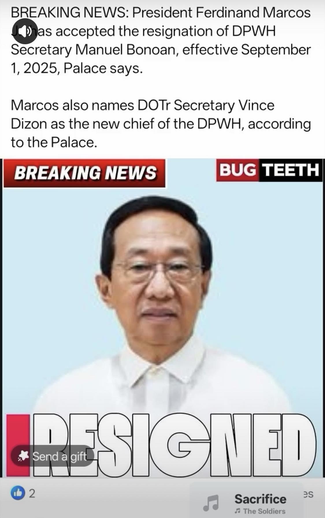 Nag resign at papalitan na ang DPWH... - Isidro Jr Madamba | Facebook