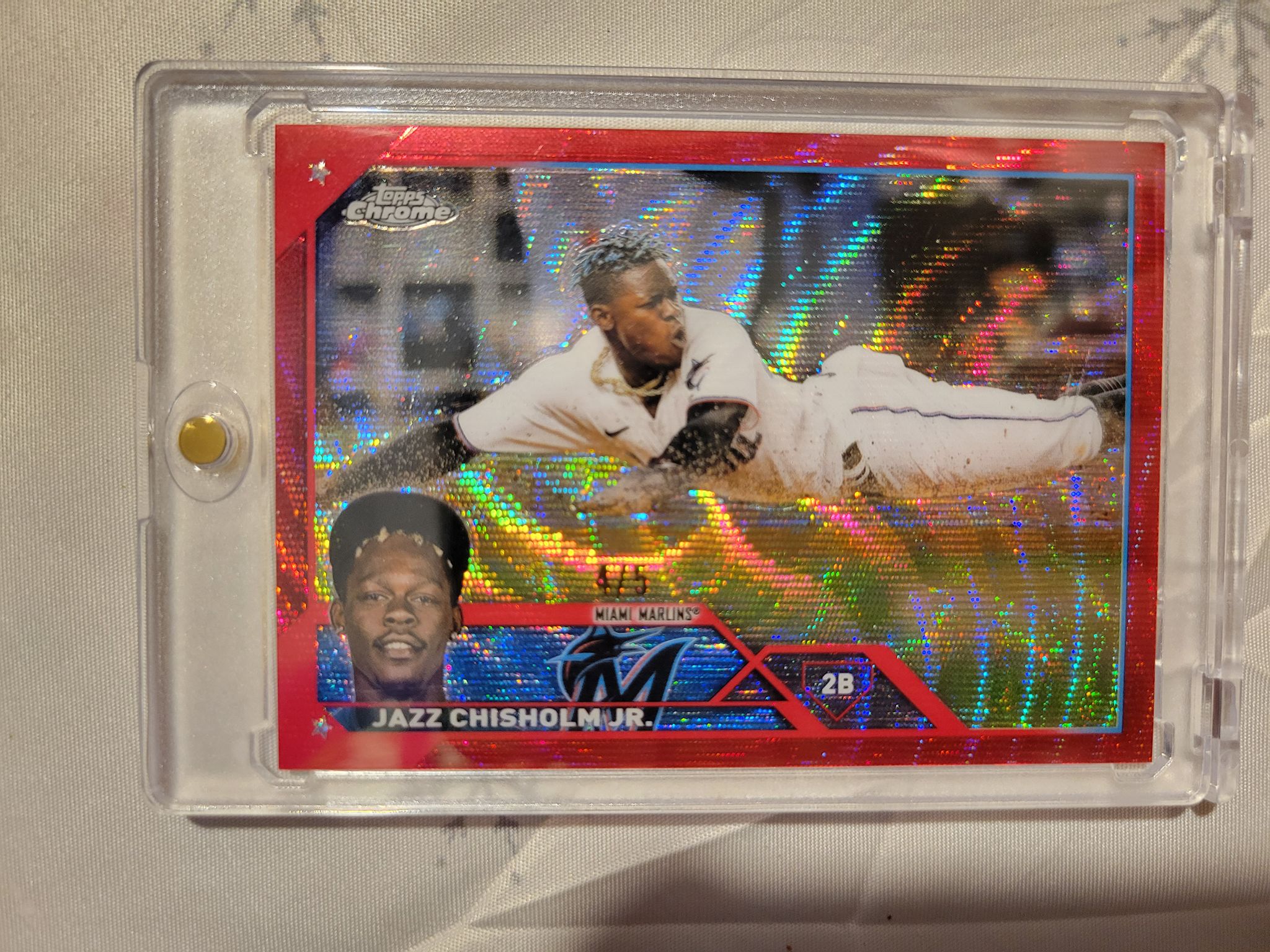 Finding rare Jazz Chisholm Jr 2023 Chrome card after a year of 