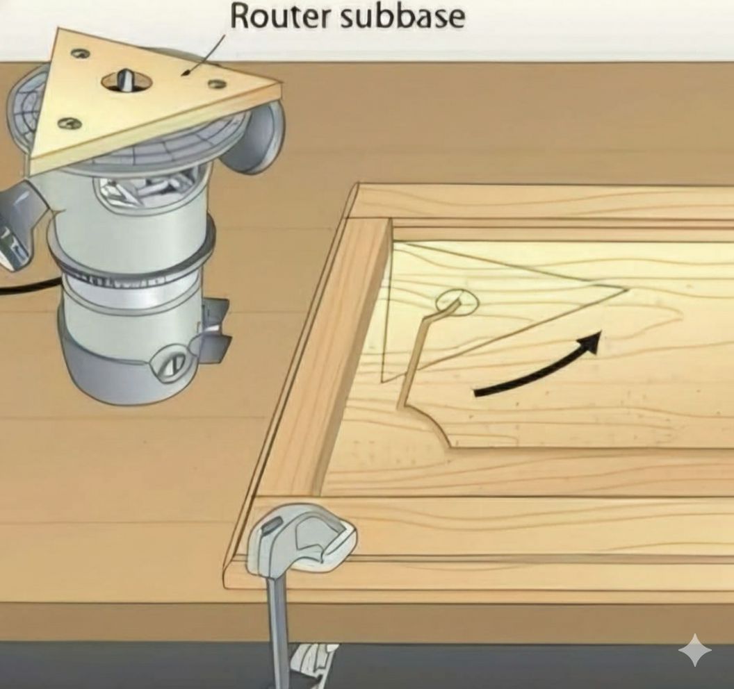 Ezc - This image illustrates a woodworking setup using a router ...