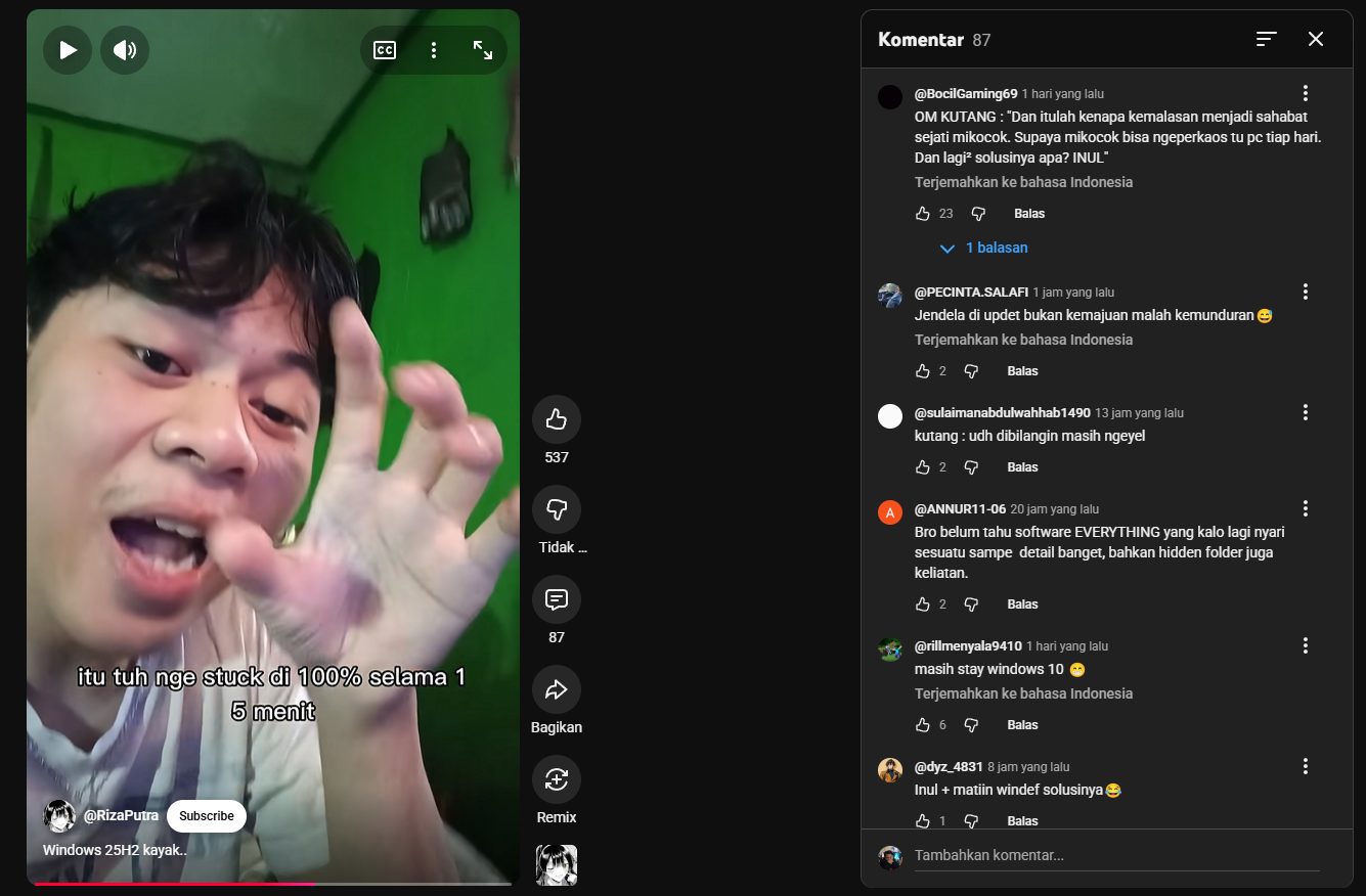 Lingga - Baru mau INUL Windows 11 25H2 eh langsung di gampar vidio ini ...