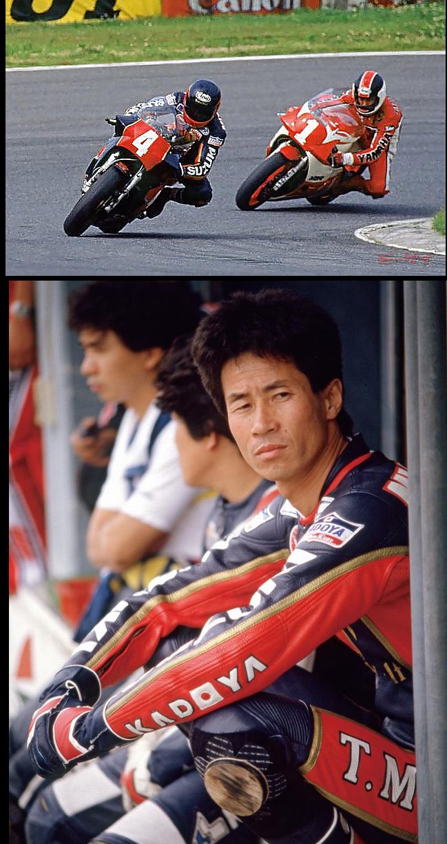 1985年全日本ロードレース選手権、前年チャンピオン平忠彦と何度も 