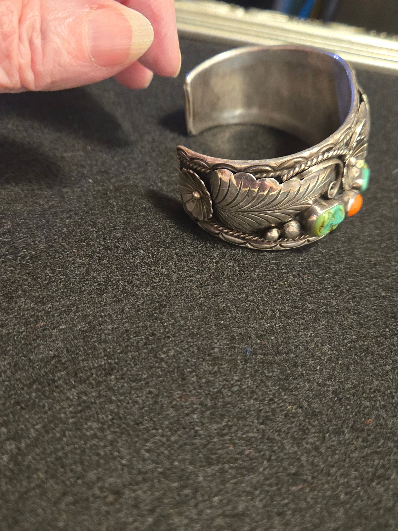 Bracelet Vintage Navajo En Argent Sterling Et Turquoise - Signé Ruth Ann Begay, Taille 6 1/2 - Occasion Authentique