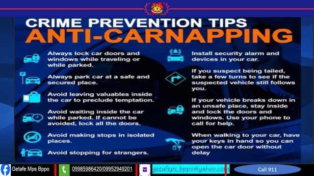 Getafe - 🚨 ANTI-CARNAPPING PREVENTION TIPS 🚨 The Getafe Municipal ...