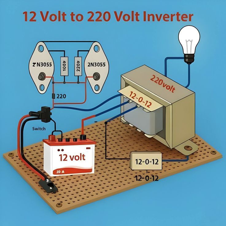 Electronics Craftsman | Simple 12V DC to 220V AC inverter using a 12-0 ...