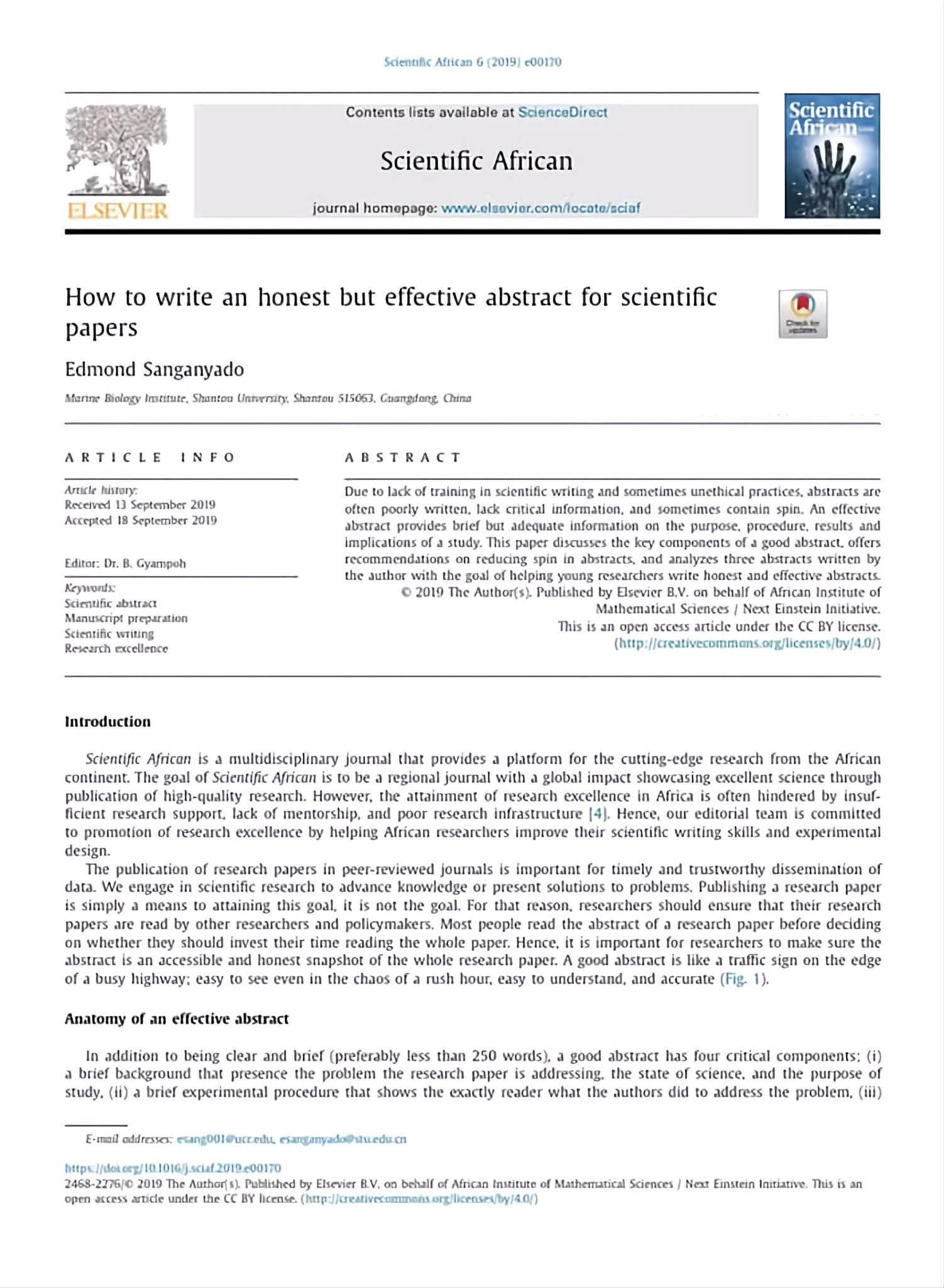 RESEARCH SCHOLAR ALERTS | How to write an effective abstract for ...