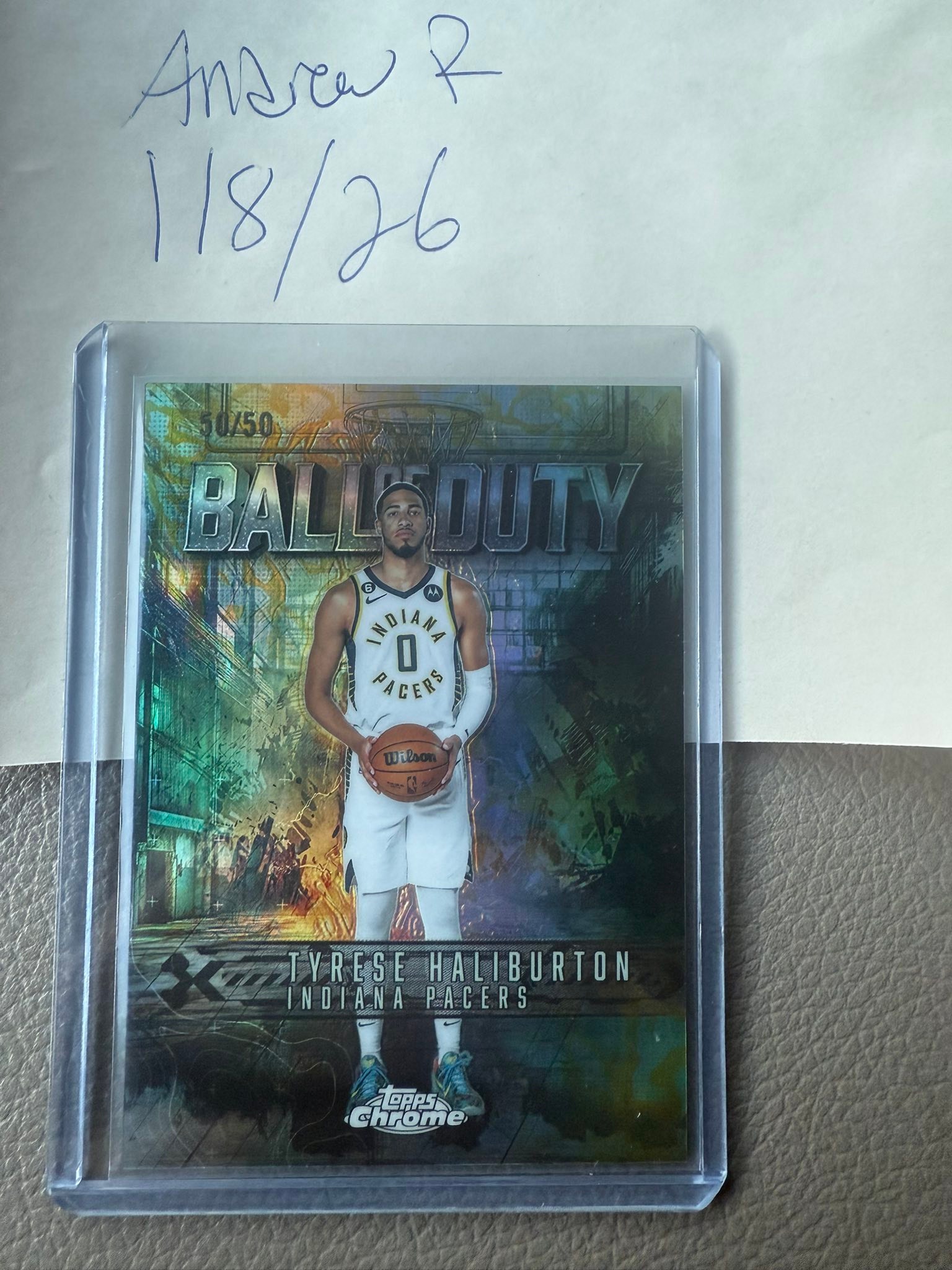 Tyrese Halliburton ball of duty refractor 50/50 bookend. $50