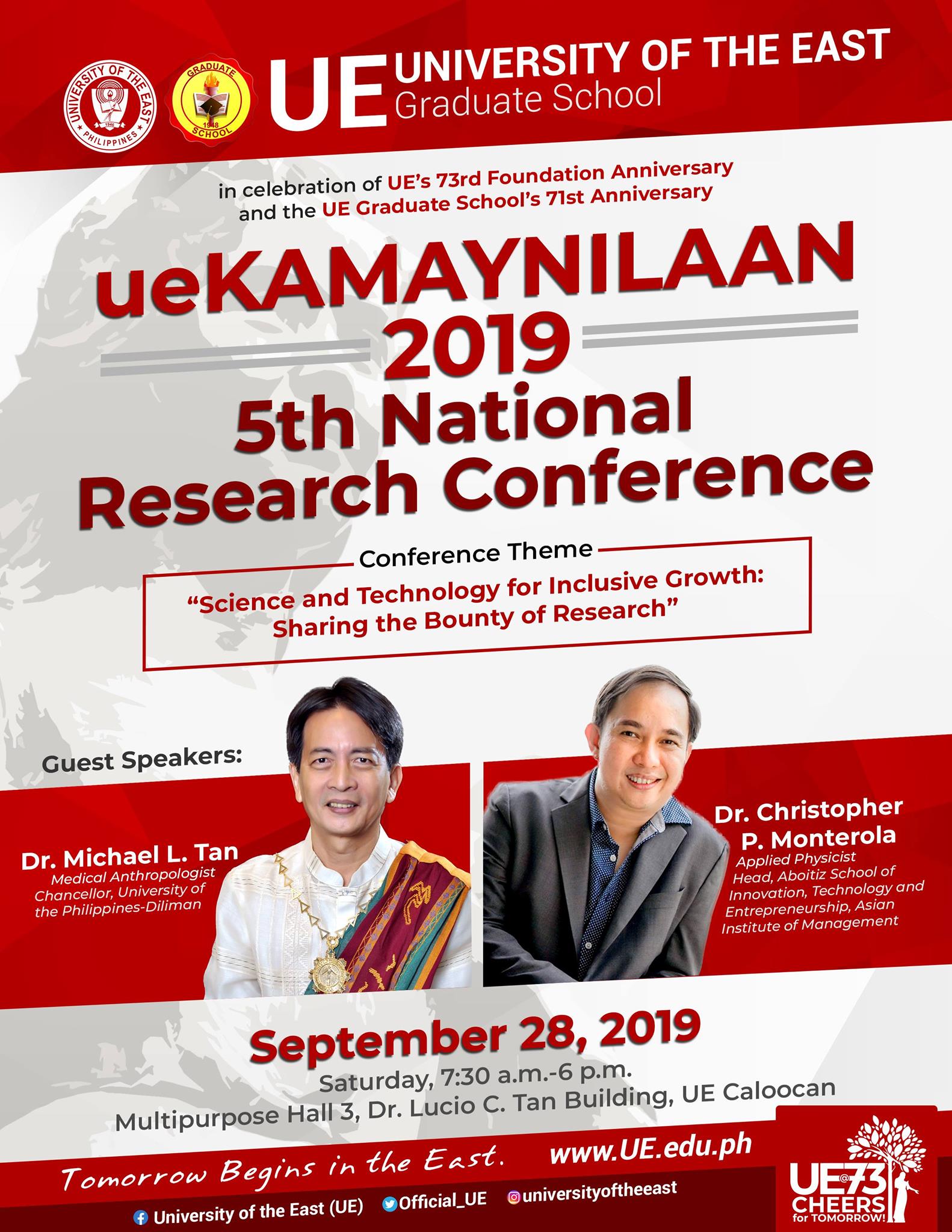 University of the East (UE) - UE Cheers for Research Via ueKamaynilaan ...