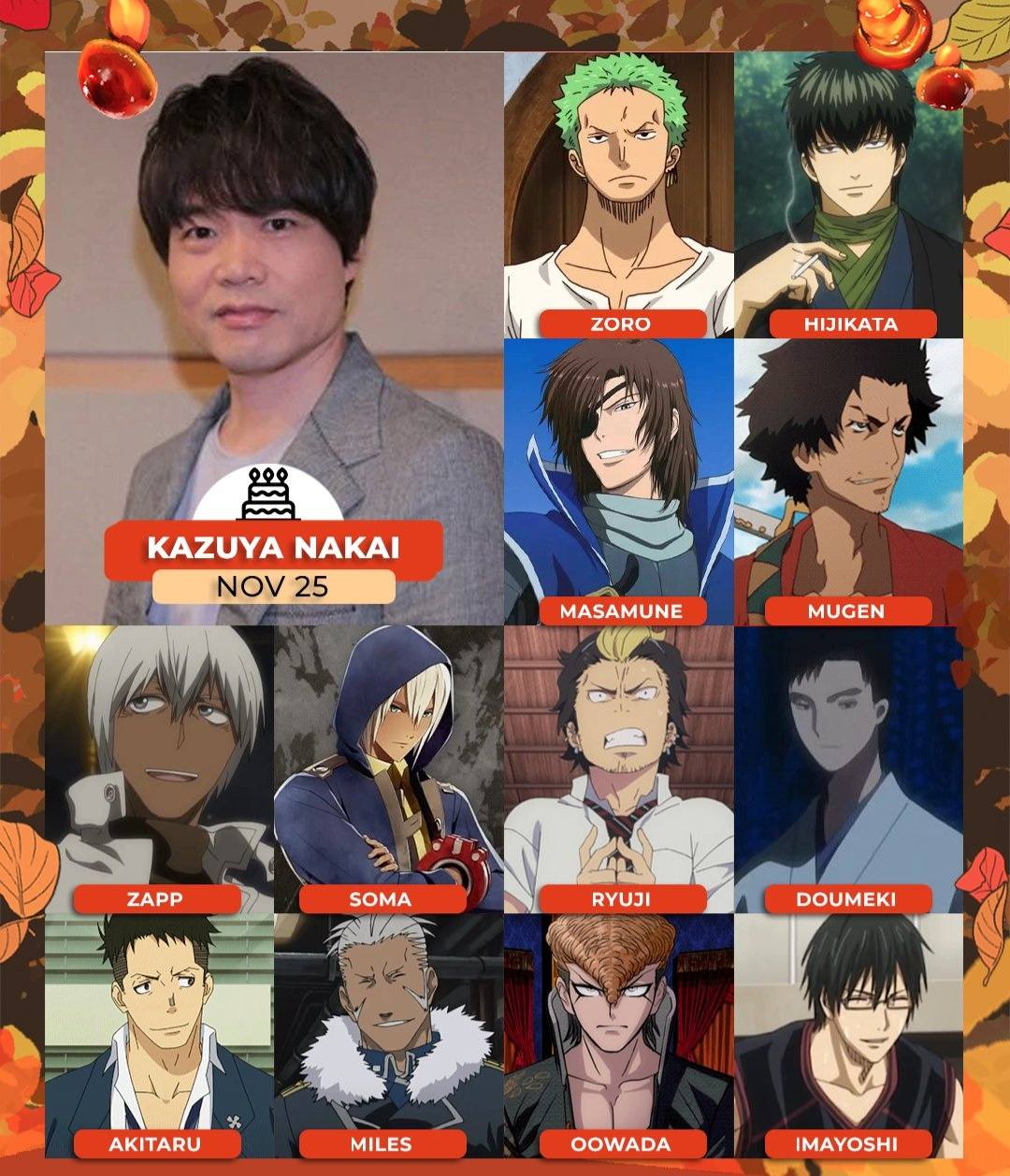 La voz oficial de Hakari será interpretada por Kazuya Nakaya En la