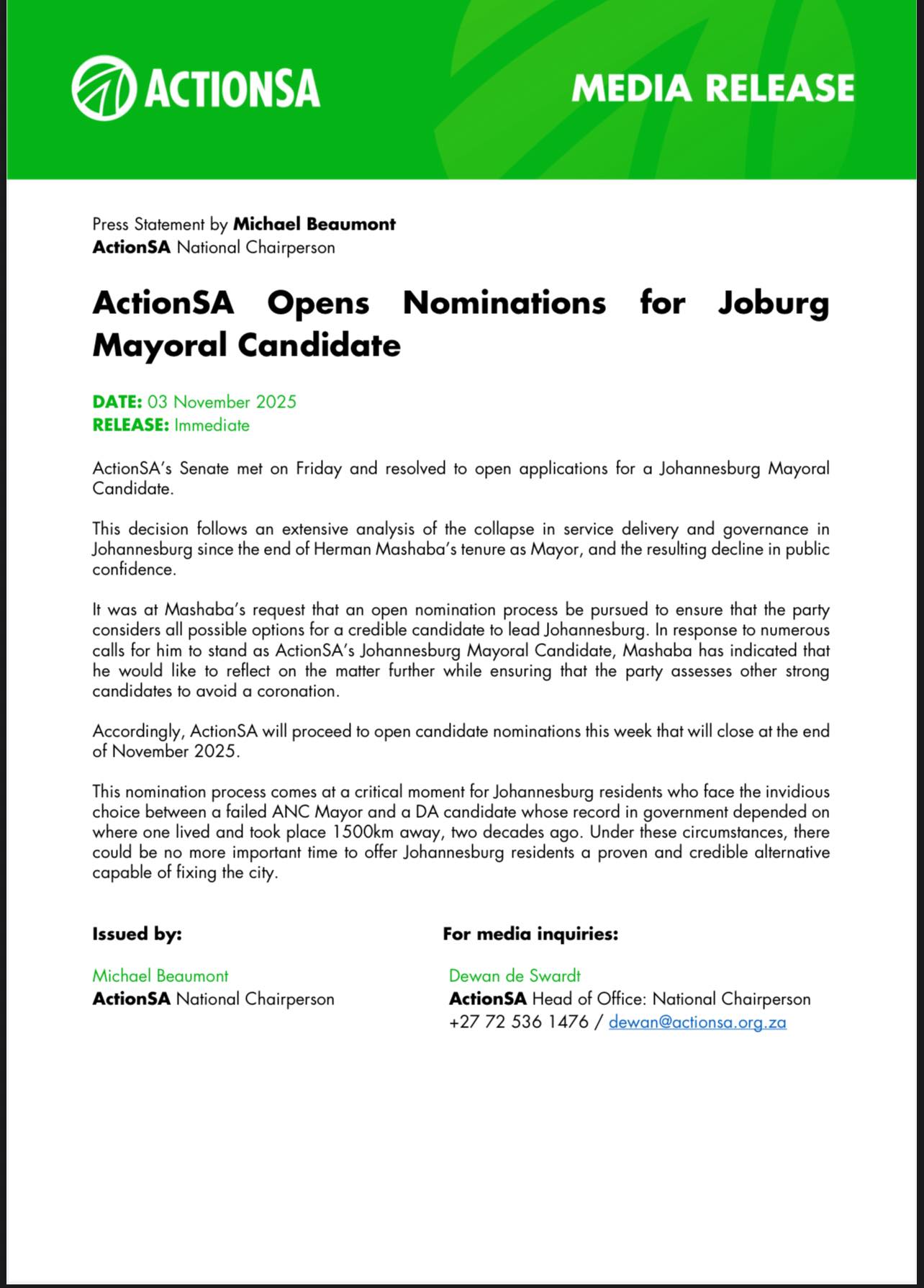 Mamorena - Action SA is pleased to announce that applications are now ...