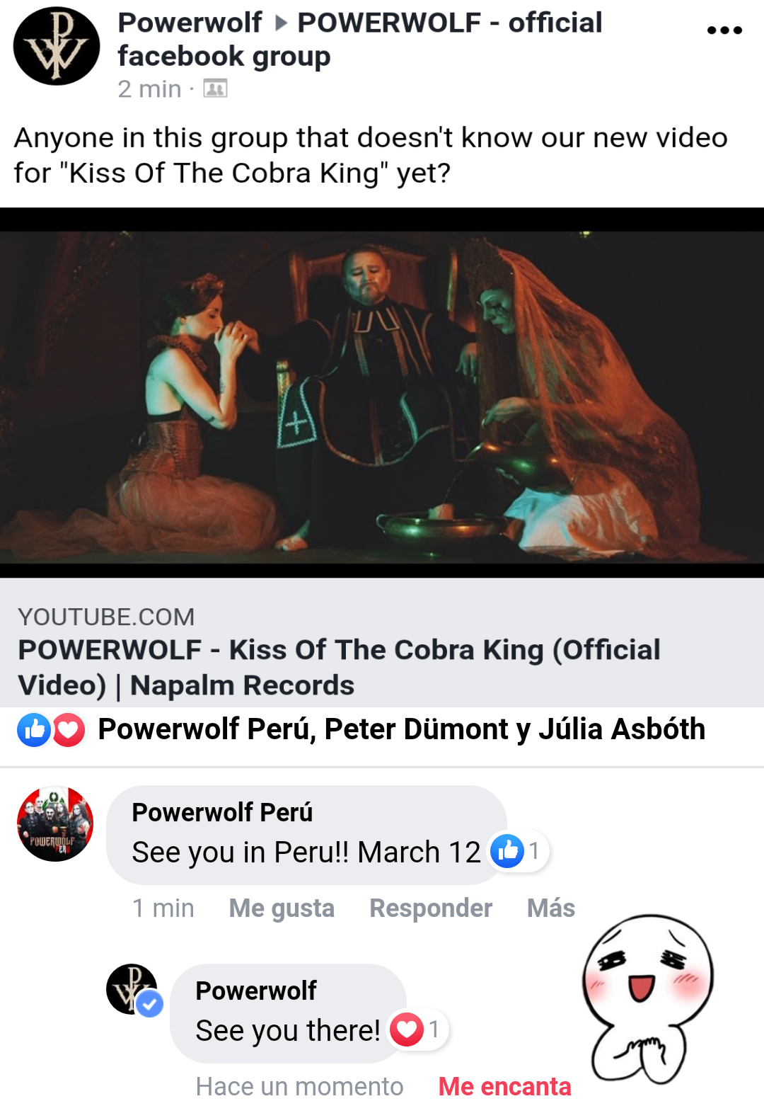 Powerwolf Perú - La misma banda nos acaba de responder en su grupo ...