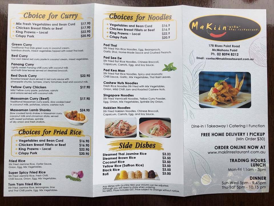 Ma Kiin - New version of our takeaway menu, more dishes...
