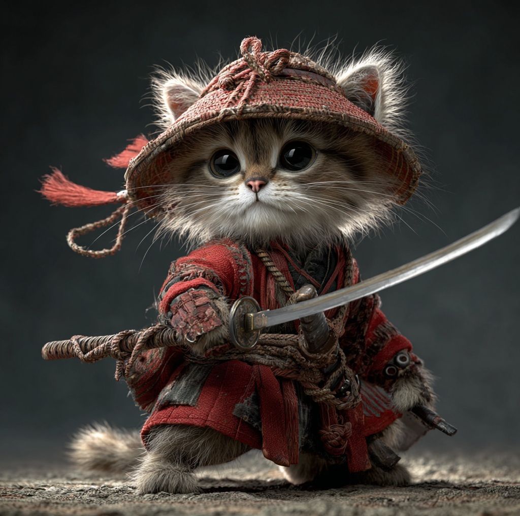 Samurai cat 😼 #猫 #道三 #cat #samurai #japan