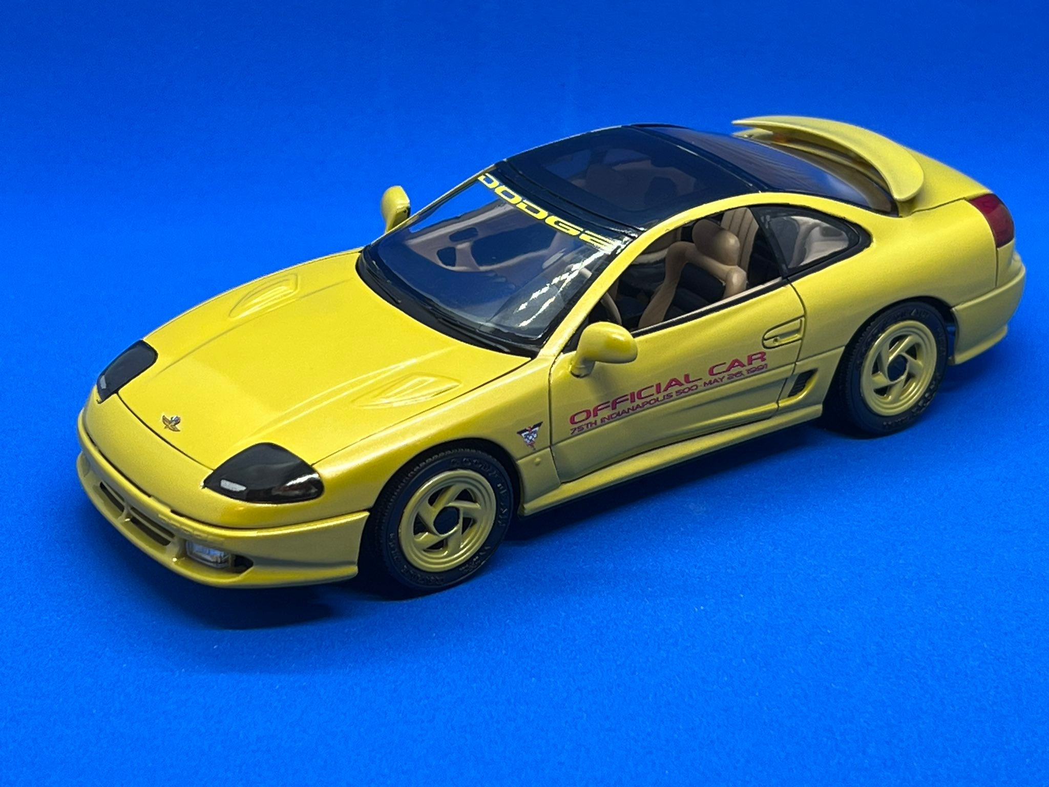 1991 Dodge Stealth Indy model car build in Tamiya yellow pearl