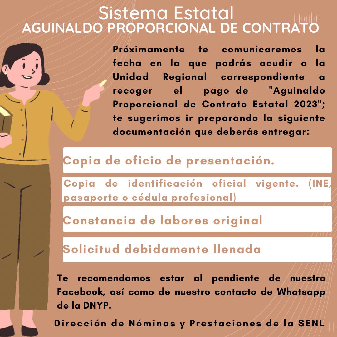 DNYP de la SENL - ⚠️Sistema Estatal Contratos⚠️ 🔅Aguinaldo... | Facebook
