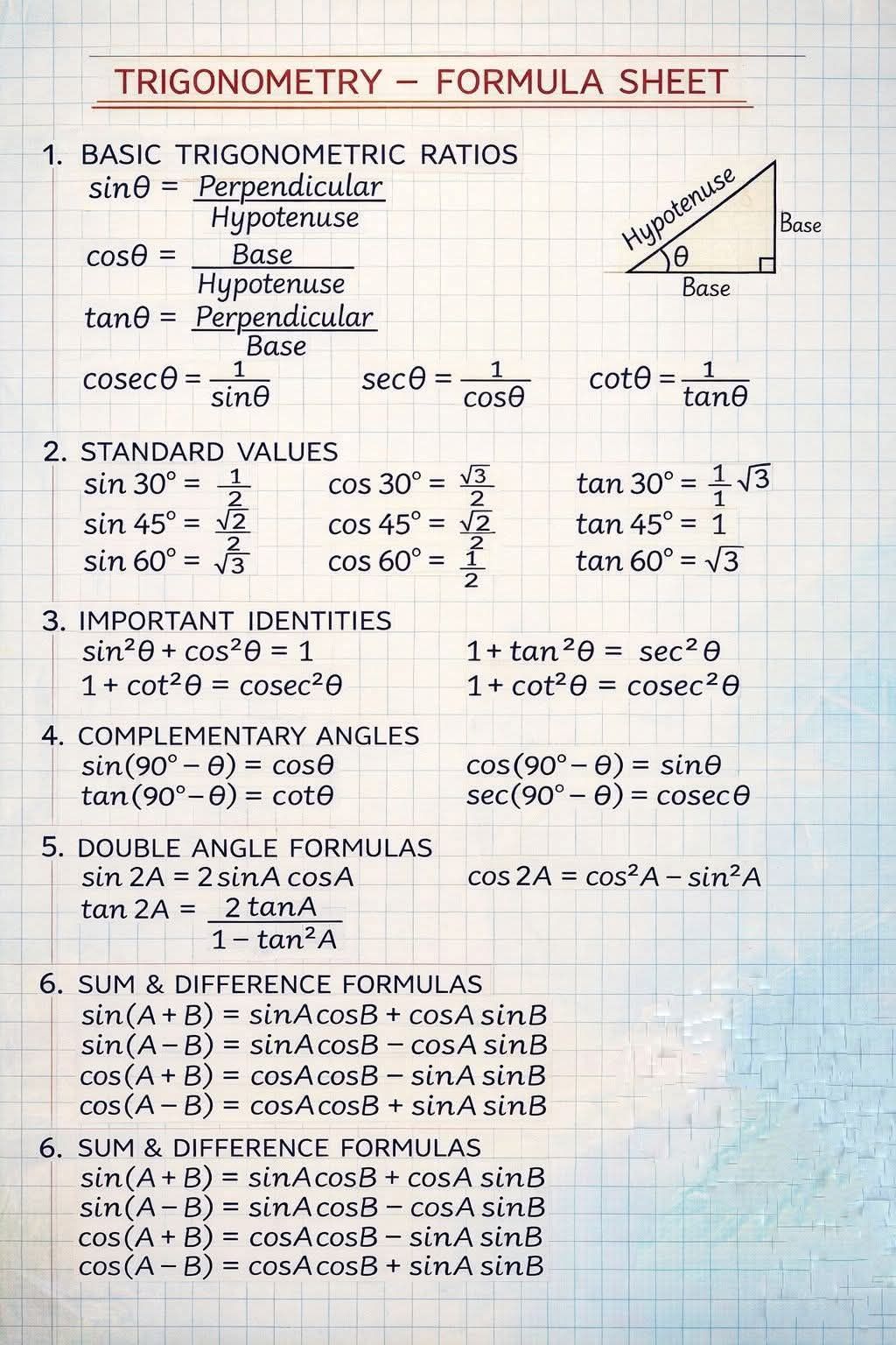 Sumit - Trigonometry Formula Sheet 💯 #Trigonometry #FormulaSheet #Maths ...