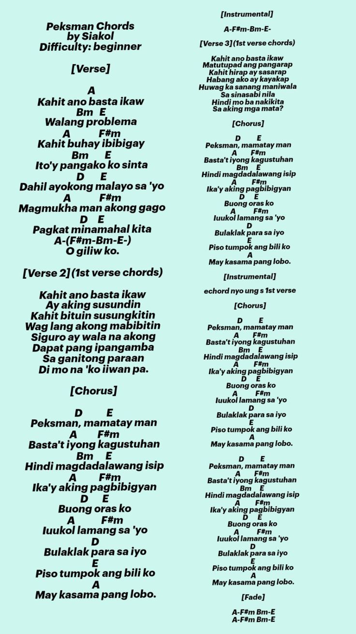 Jeffrey - ‎Peksman Chords ‎by Siakol ‎Difficulty: beginner #Peksman # ...
