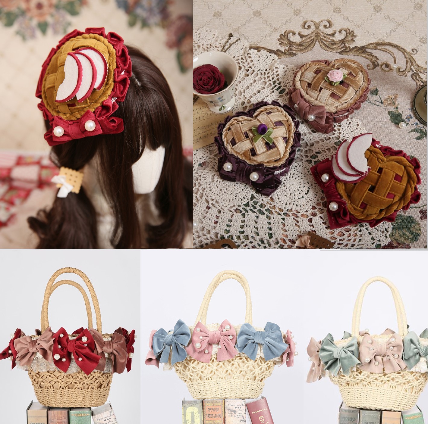 Hoshibako** **Pie Hat** **Picnic time ribbon basket** Japanese Web 