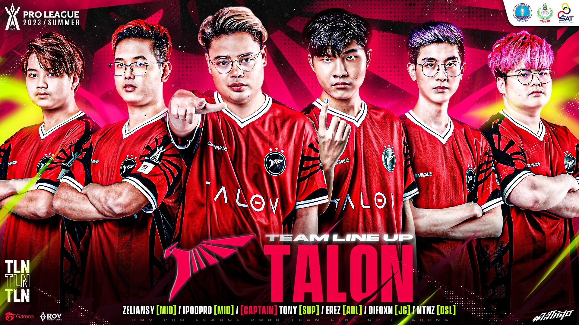 Garena RoV Thailand - เปิดตัว‼️ Line up ทีมเหยี่ยวแดง 🦅Talon (TLN) TLN ...