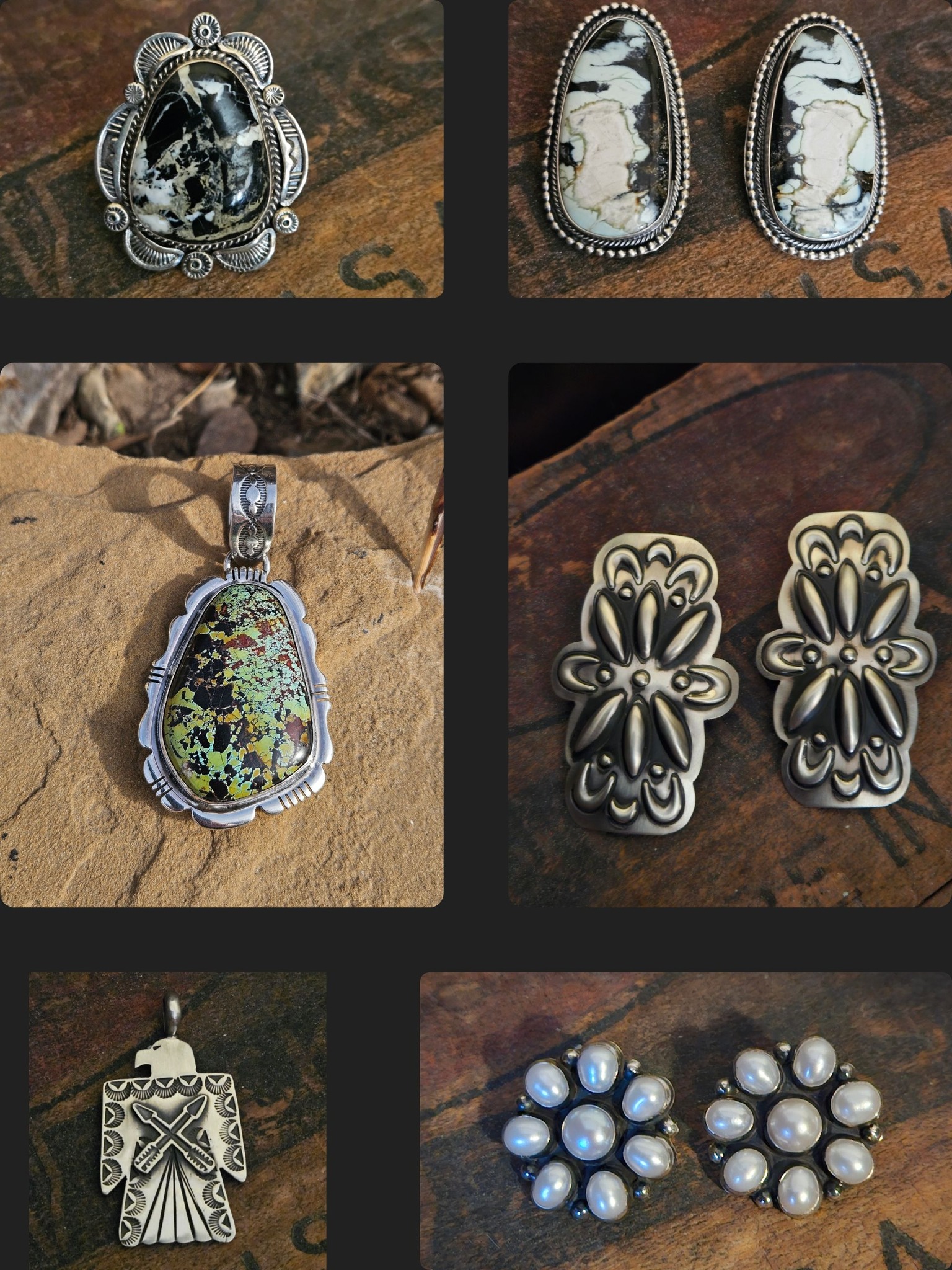 Traditional Navajo silver and stone art by Bo Reeves.