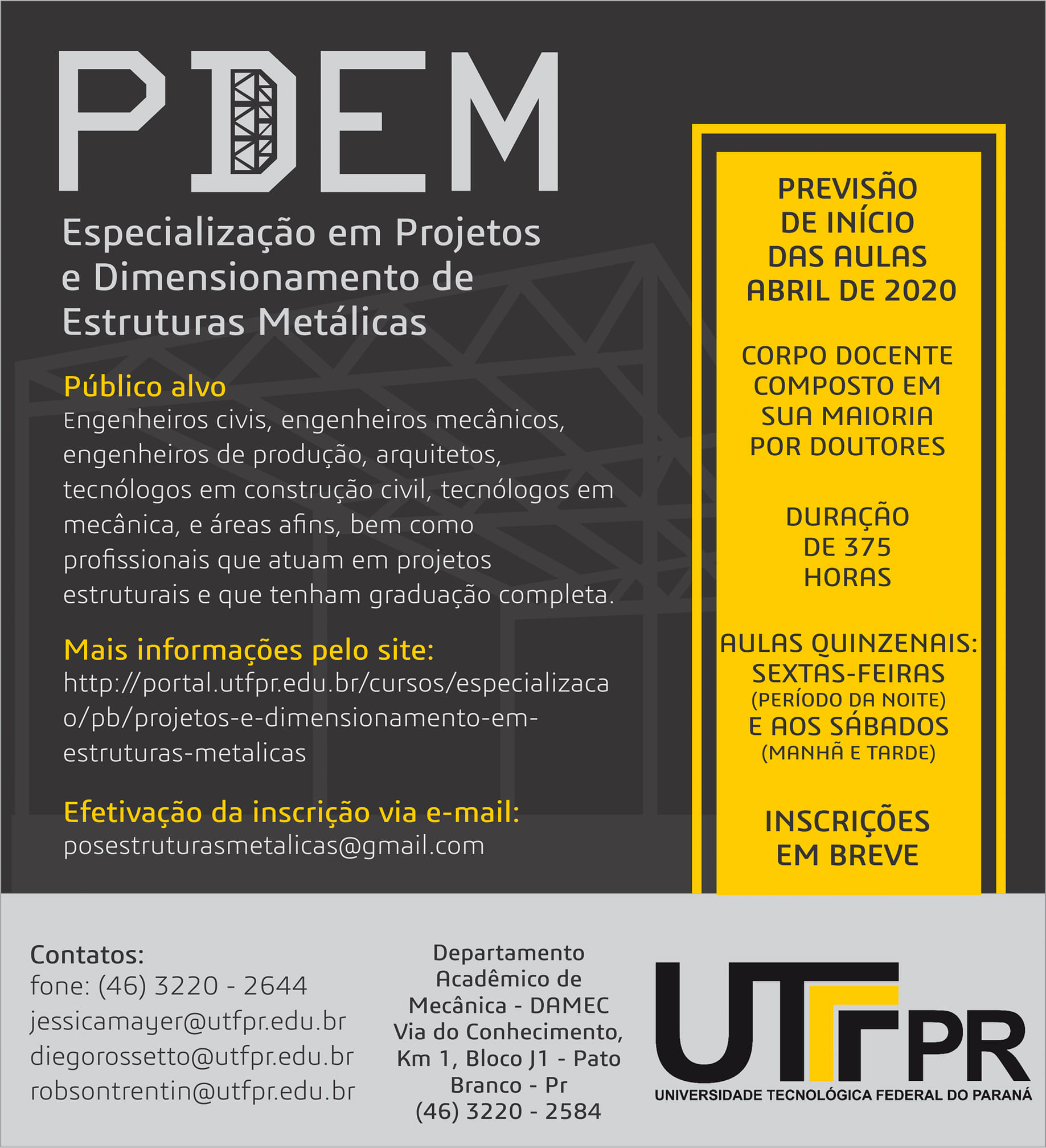 Projetos e Dimensionamento de Estruturas Metálicas - PDEM