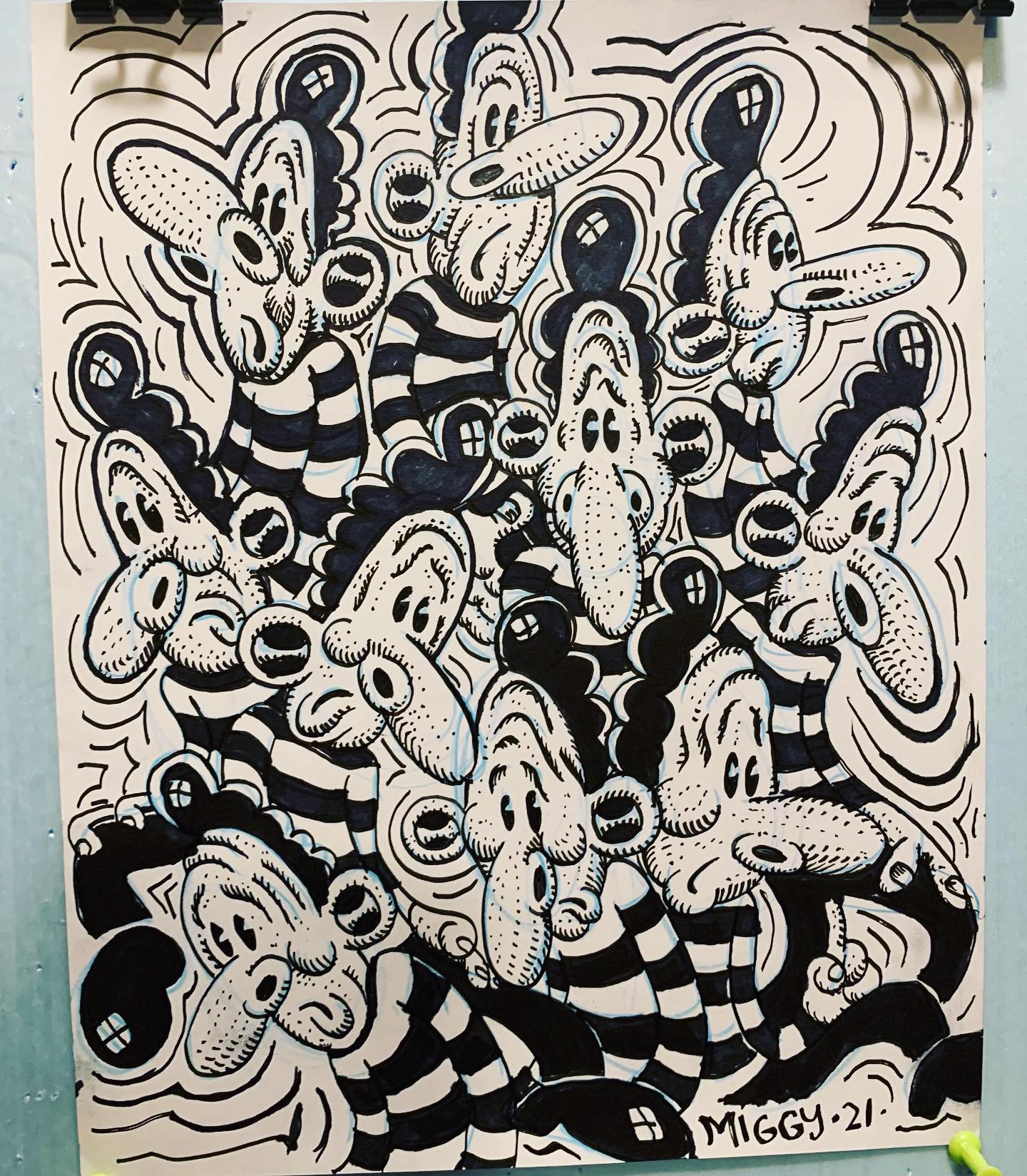 miggytoons - “Loser Descends A Staircase” Ink on paper. 8.5x11. 2021. # ...