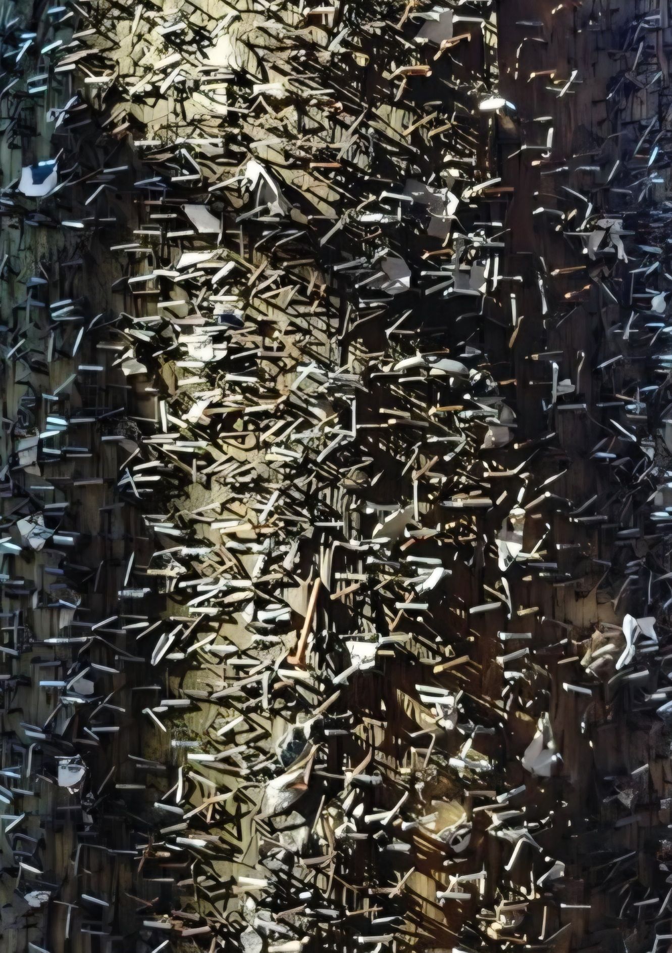 Telephone pole used for posting announcements