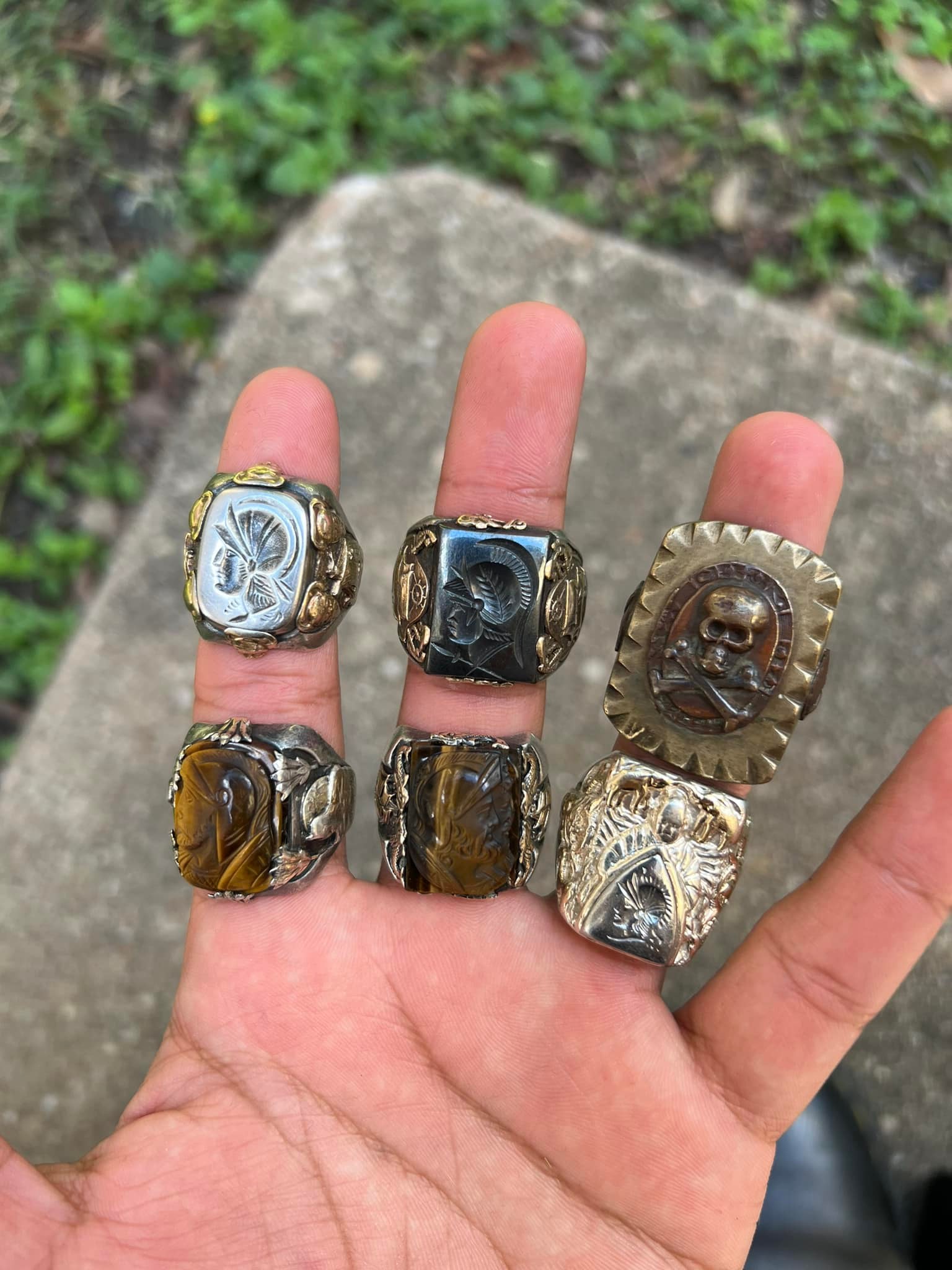 Vintage Mexican biker rings collection
