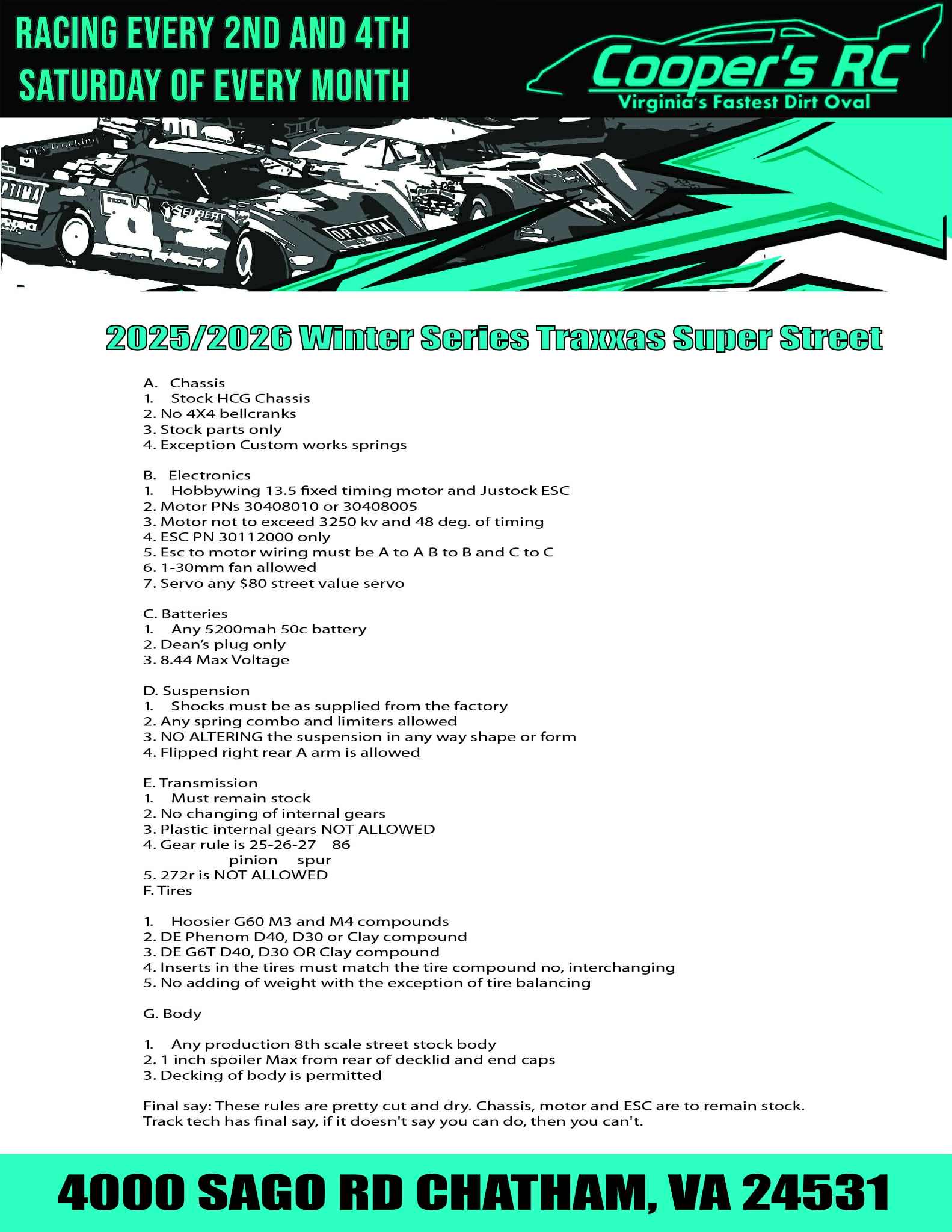 Cooper's RC Race Center | Posting the Official 25/26 Winter Series ...