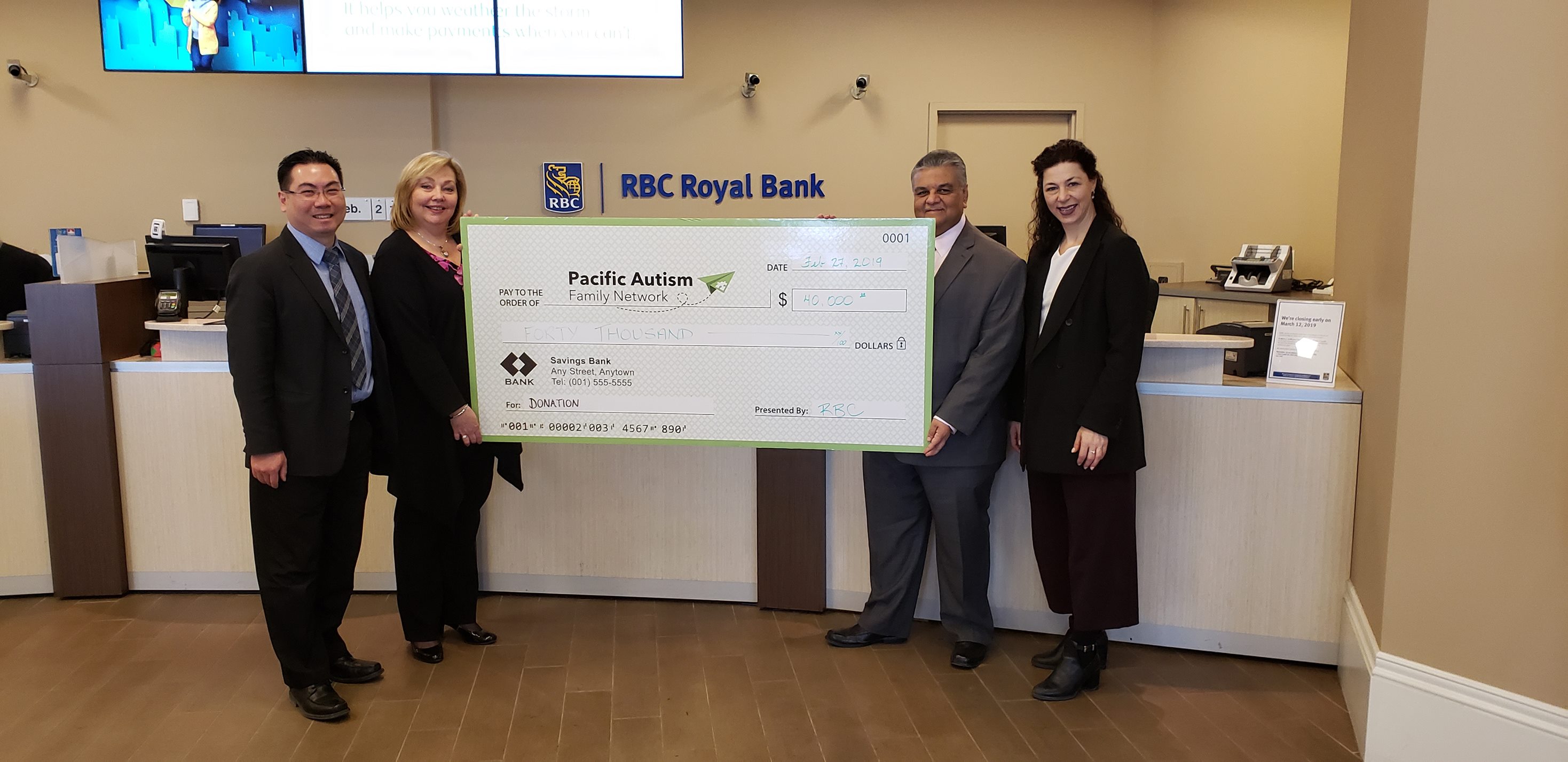 A huge thank you to RBC... - Pacific Autism Family Network