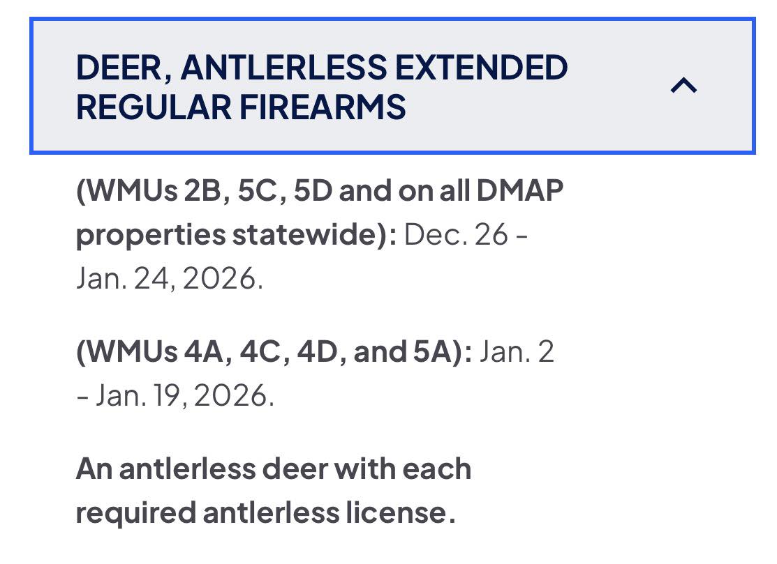 Bill - For Pennsylvania: Reminder for the extended rifle deer season ...