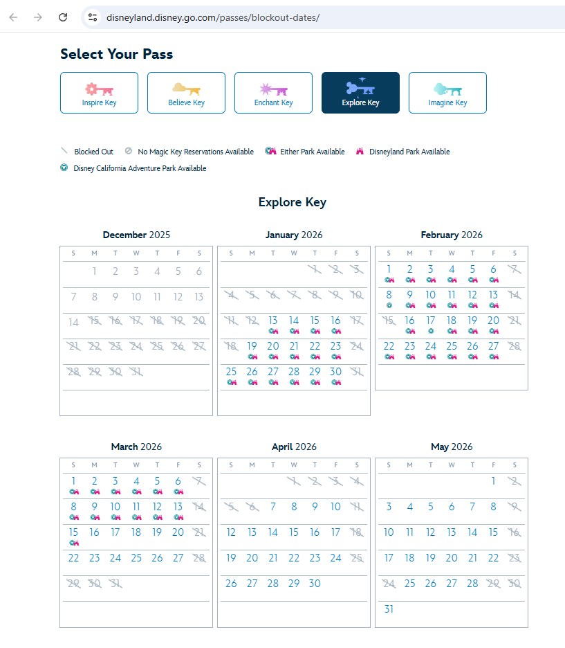 Magic key blockout calendar update | Anaheim, CA