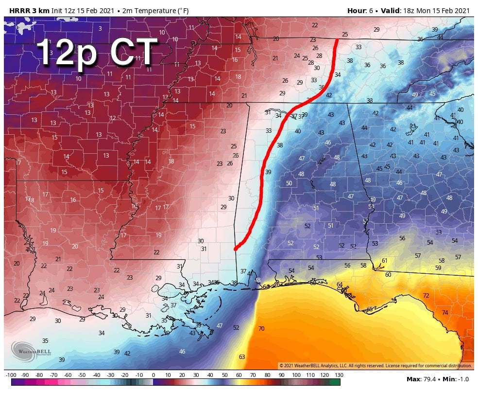 James Spann - These maps show the approximate freeze line,...