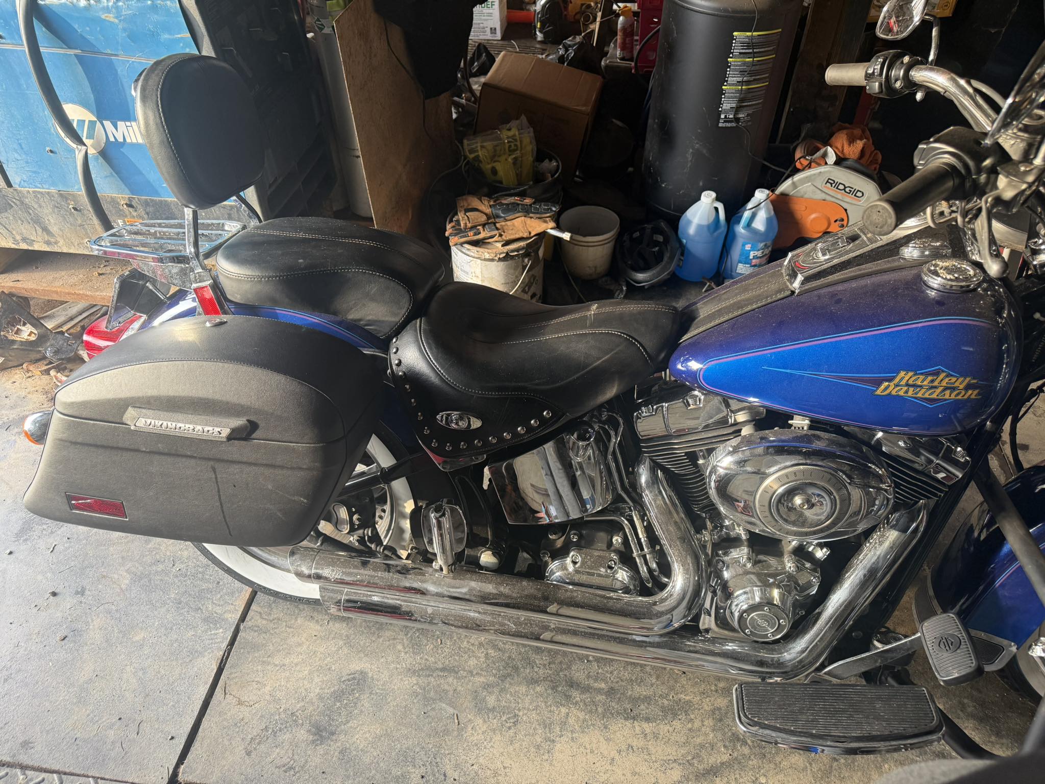 Viking bags installed on heritage softail