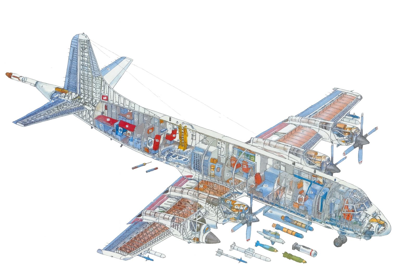P-3C Orion cutaway Credit Mike Badrocke (1943–2015)