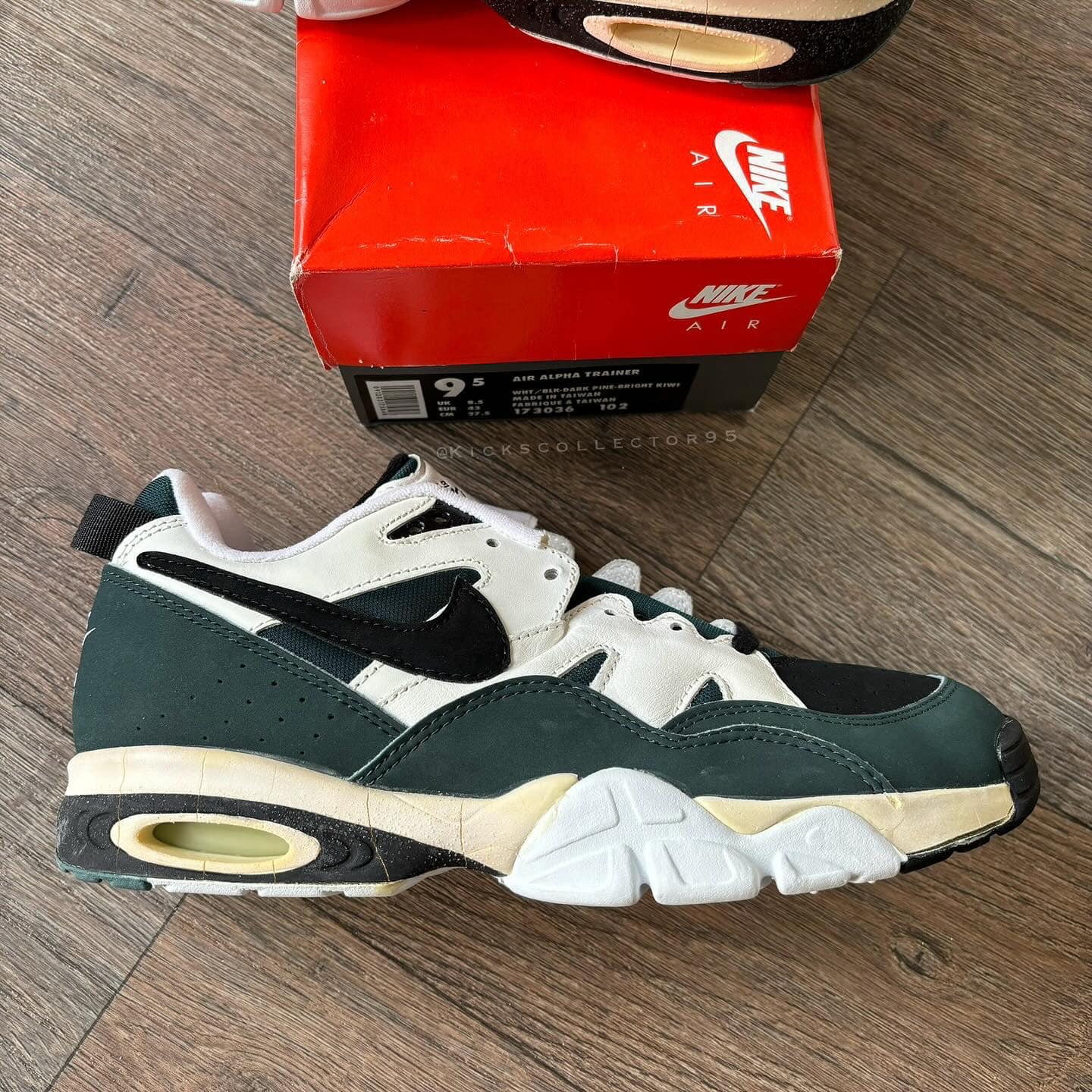 OG 1994 Nike Air Alpha Trainer, in the White/Black Dark Pine 