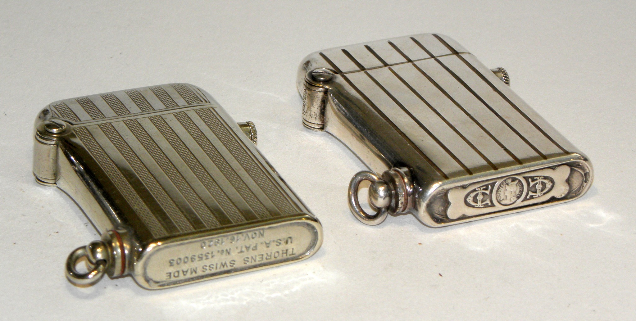 Vintage Thorens automatic pocket lighters from the 1920s