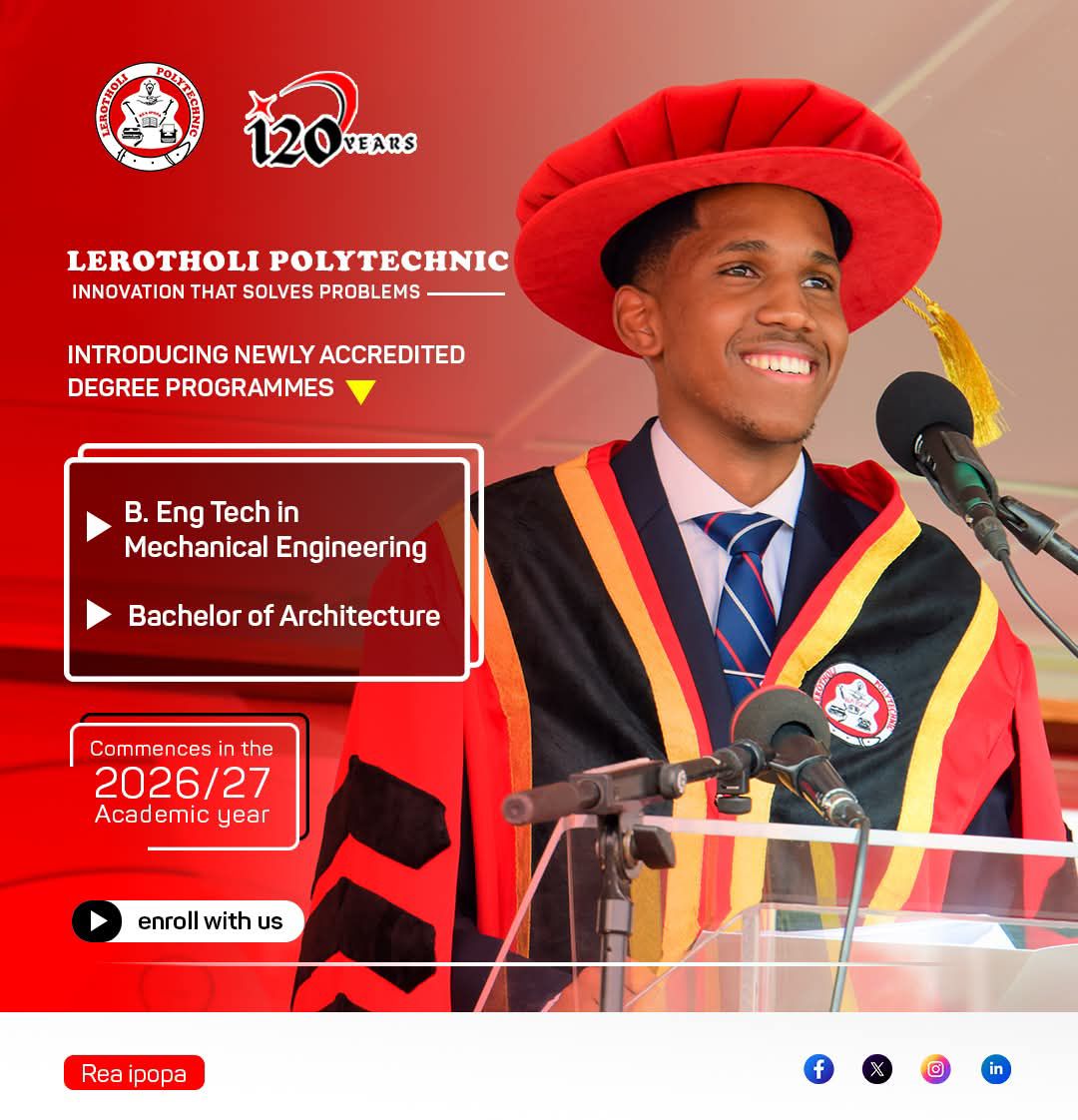 Boitelo Rabele - Lerotholi Polytechnic has announced the... | Facebook