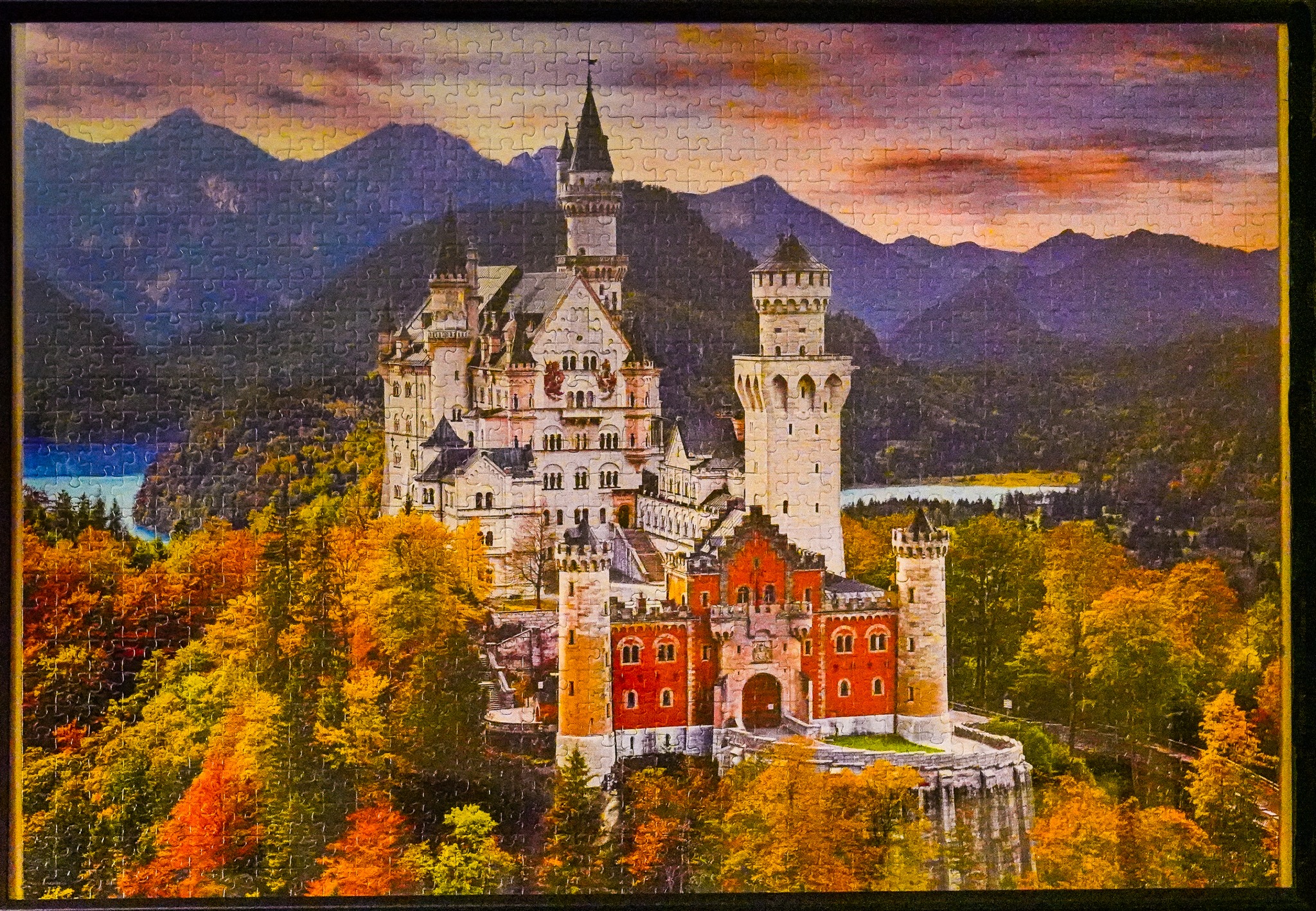 Neuschwanstein Castle Germany 1000 Piece Jigsaw Puzzle - Vintage Winter Travel Poster, Premium Adult Puzzle