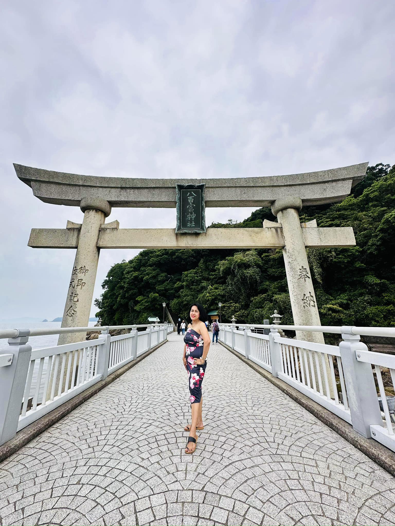 Traditional Japanese torii gate at a Shinto shrine