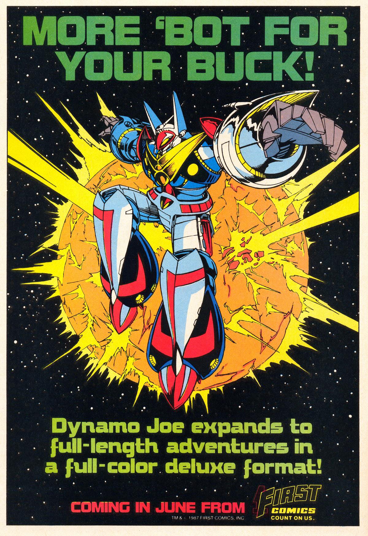 Comic Book House Ads | A 1987 ad for Dynamo Joe, a fun space opera ...