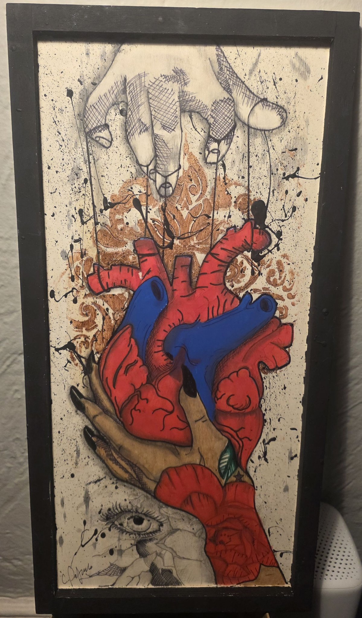 Artist depicts heart with manic depression and anxiety