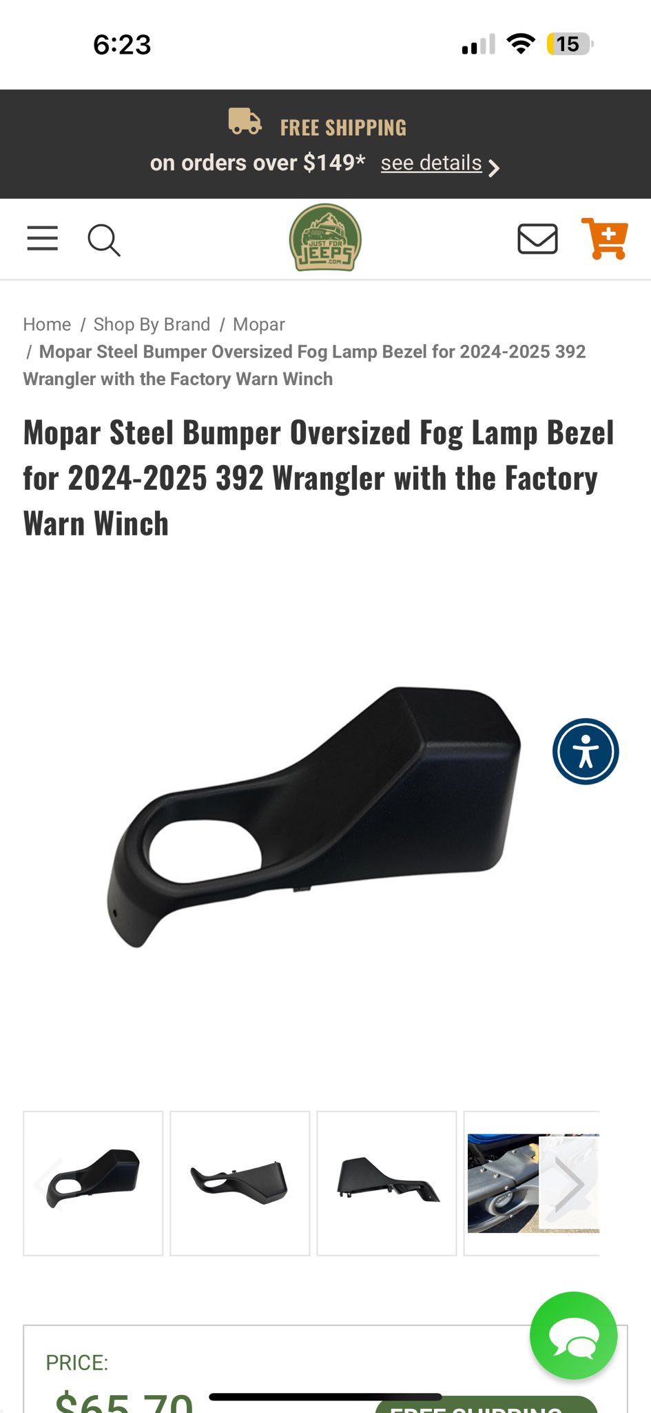 1PCS For 13-17 JEEP WRANGLER FRONT RIGHT STEEL BUMPER FOG LIGHT LAMP BEZEL COVER