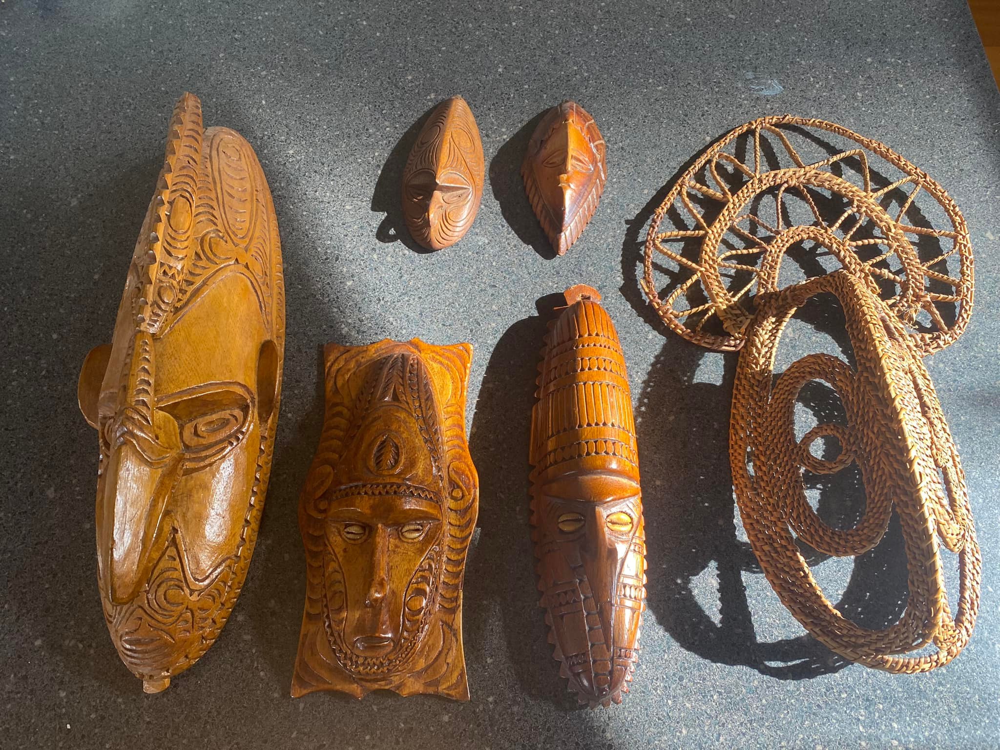 Two northern Abelam wooden yam masks. My collection.