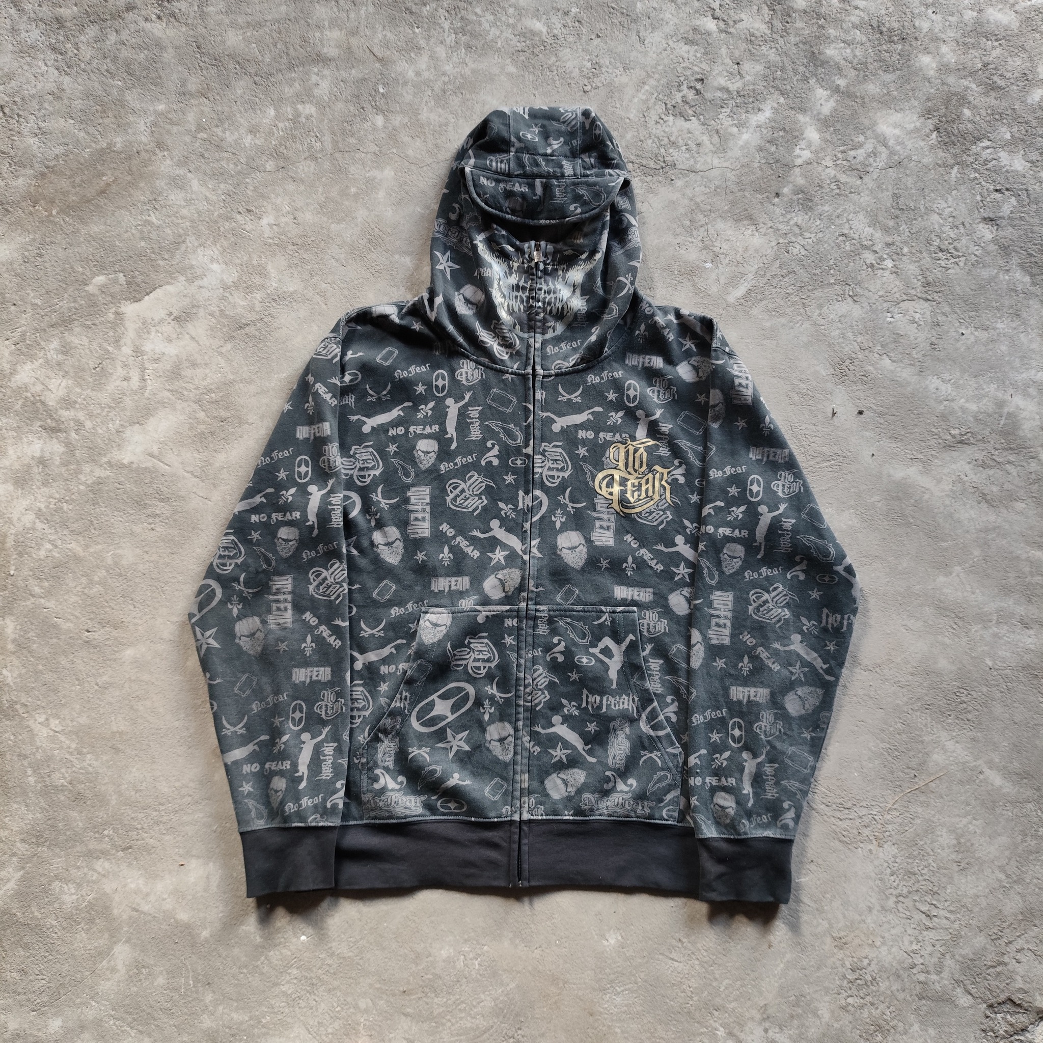Vintage Y2K skull zip hoodie for sale