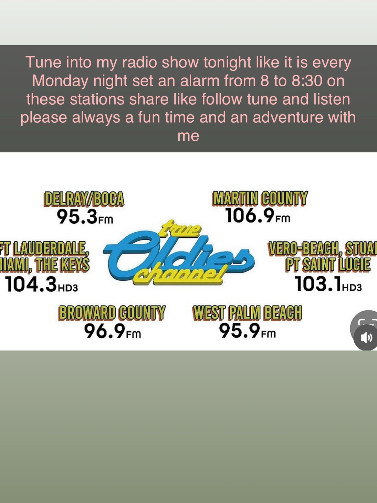 Tammy - It’s Monday tune in to the stations stay here my radio show ...