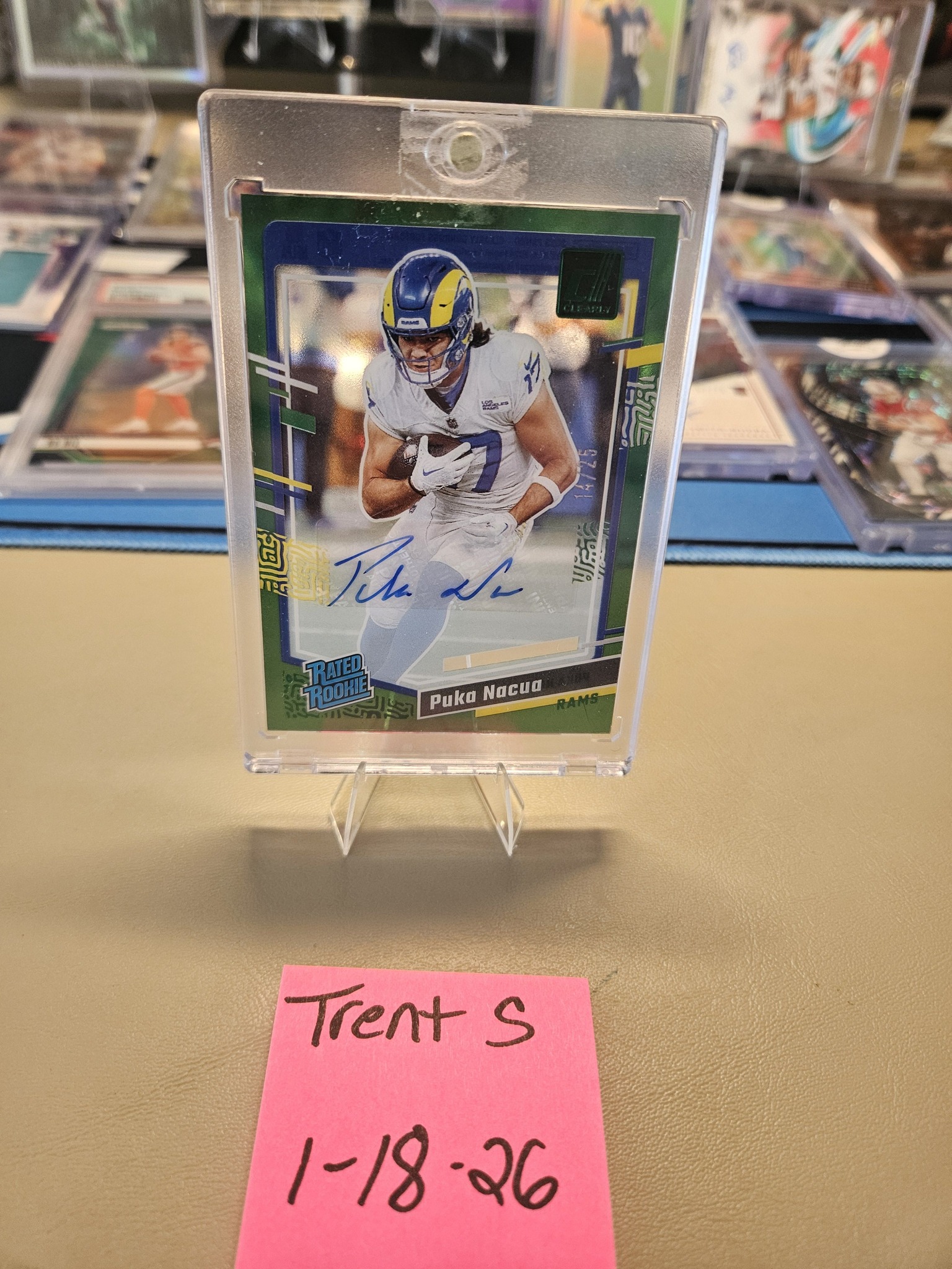 Where to find 2023 Select Puka Nacua Premier Level Green Disco card?