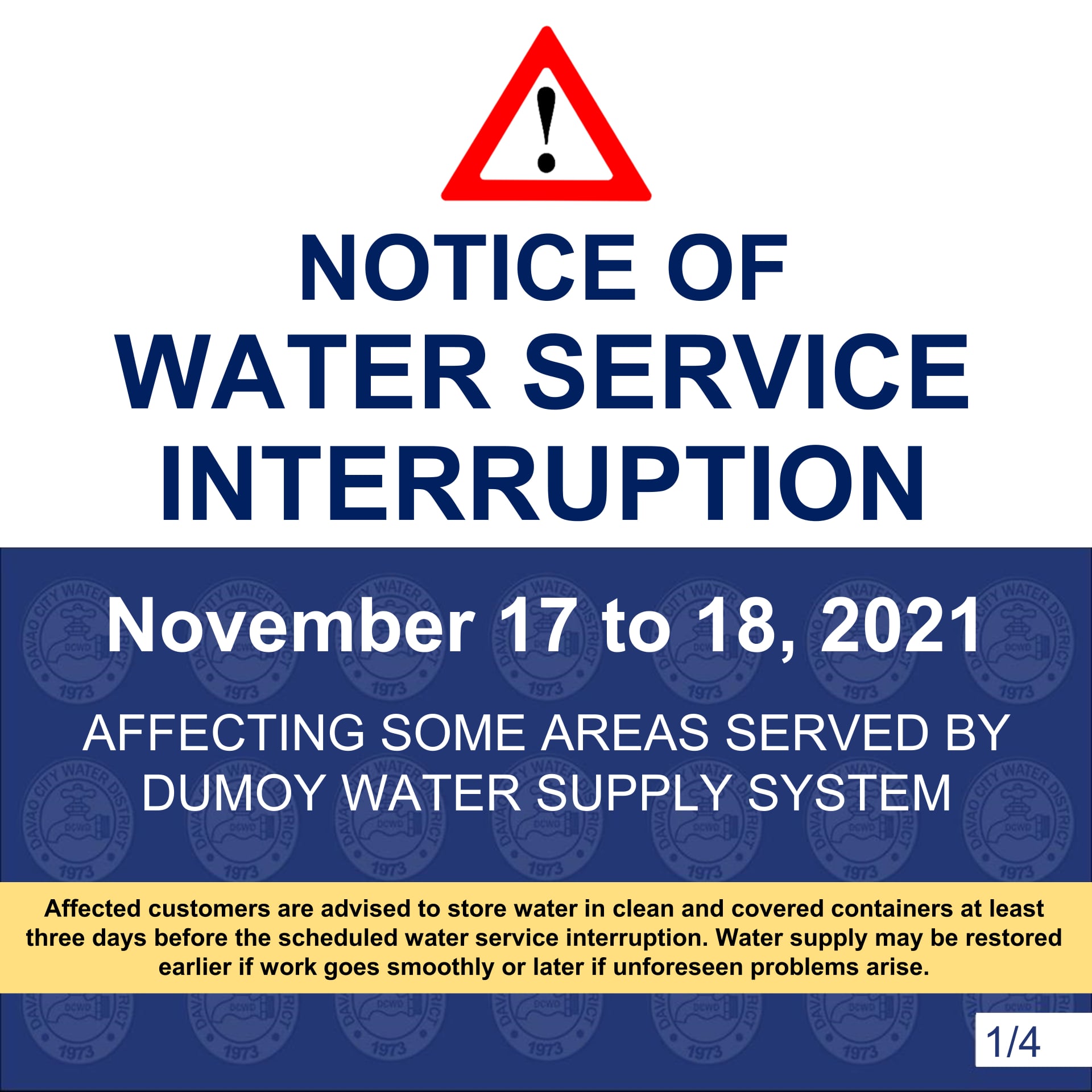 Davao City Water District - SCHEDULED WATER SERVICE INTERRUPTION WHEN ...